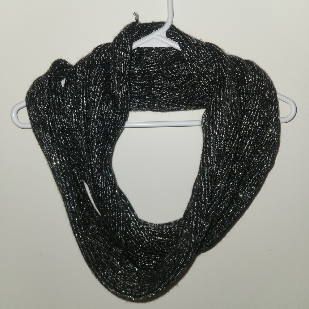 Elegant Black and Silver Infinity Loop Women's Scarf